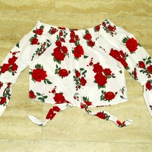 off the shoulder floral crop top